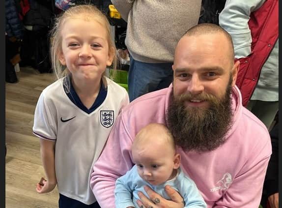 Danny Bend, with stepdaughter Lottie and his little boy, is raising funds for Poppy Atkinson's family