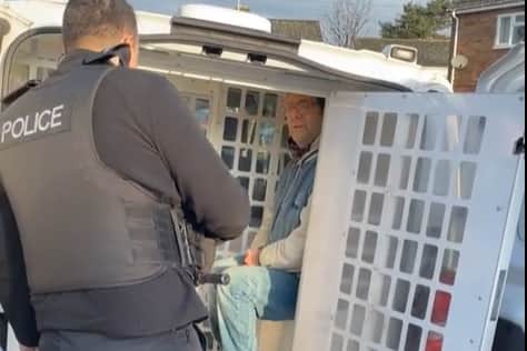 Mark Barnfather, 47, was confronted by paedophile hunters outside his home in Marlhill Road on Grange Park, Blackpool where his heinous crimes were exposed in a 27 minute live stream on Facebook.
Lancashire Police were later called and he was arrested and taken into custody