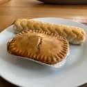 Sausage roll and steak and onion pie from the Pork Shop in Poulton.