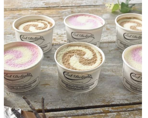 Cool Delight chocolate and vanilla mousse, and strawberry and vanilla mousse, in which listeria was discovered during routine hospital testing March 2025