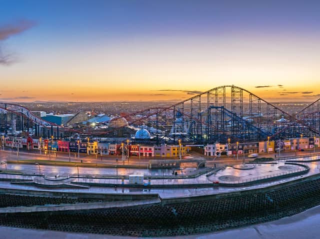 A view of Pleasure Beach Resort from the coast