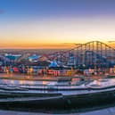 A view of Pleasure Beach Resort from the coast