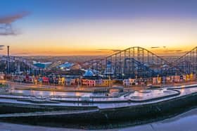 A view of Pleasure Beach Resort from the coast