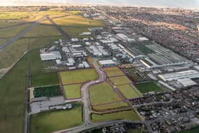 An aerial image of the new road and plots becoming available at Blackpool Airport Enterprise Zone