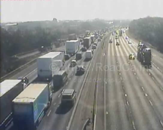 Congestion is also causing tailbacks onto the M55 eastbound with delays  of around 15 minutes between junction J1 and the M6