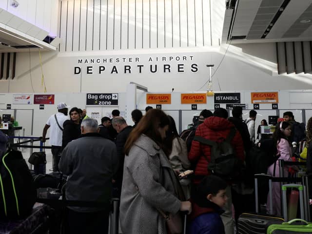 The scene at Manchester airport after the closure of Heathrow has thrown the country into travel chaos, March 21 2025.