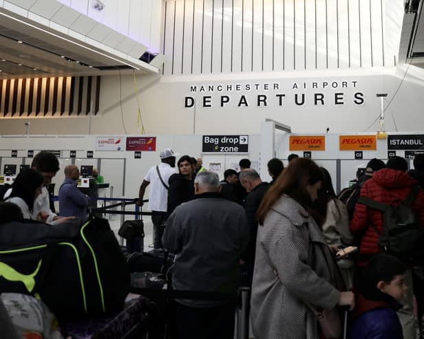 The scene at Manchester airport after the closure of Heathrow has thrown the country into travel chaos, March 21 2025.