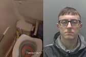 Drug dealer caught trying to flush crack cocaine and heroin down the toilet.