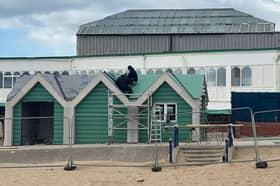 Works at the new Beach Hub are progressing, with a shiny green roof now on!