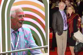 L: Johnny Ball pictured in 2022. R: In 2012 with wife Dianne.