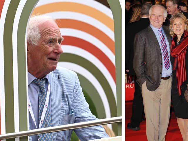 L: Johnny Ball pictured in 2022. R: In 2012 with wife Dianne.
