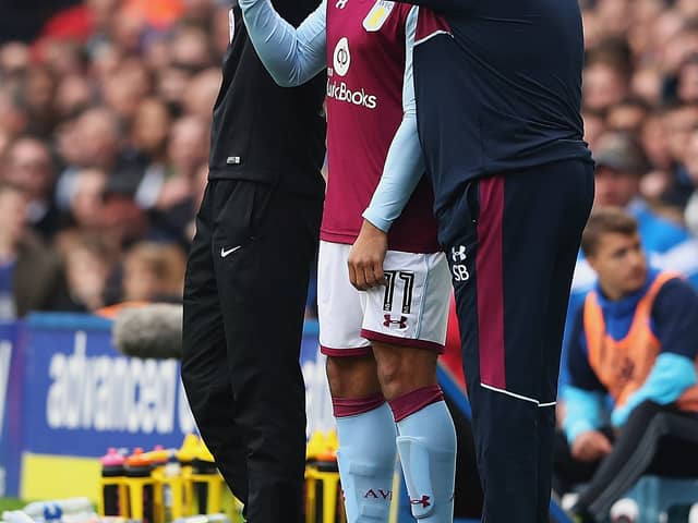 Steve Bruce with Gabriel Agbonlahor  (Photo by Matthew Lewis/Getty Images)