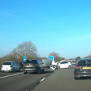 The scene of the crash on the M55 this morning