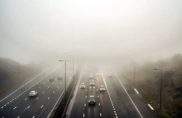 The Met Office warned fog will be dense in places, reducing visibility to less than 100m at times which may lead to some travel delays