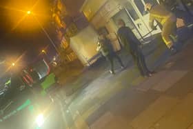 Fire crews at the scene in Regent Road, near the junction with Church Street, in Blackpool around 7.30pm on Tuesday (March 25)