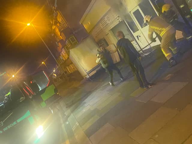 Fire crews at the scene in Regent Road, near the junction with Church Street, in Blackpool around 7.30pm on Tuesday (March 25)