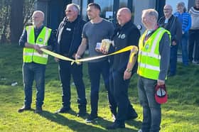 Rugby legend Kevin Sinfield (centre) helps open the new Community Workshop in Lytham. 