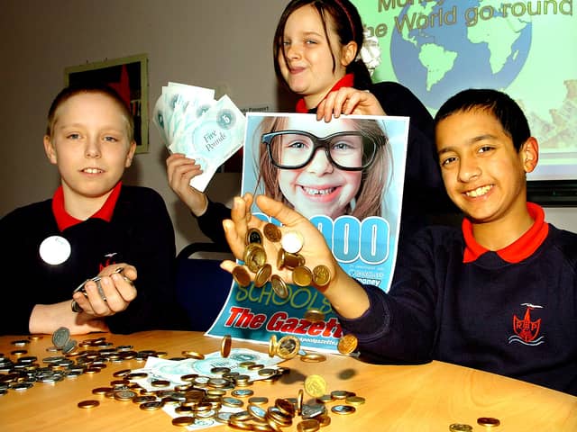 Revoe Primary School (Blackpool) Cash For Schools launch. From left, Oliver Atkinson, Armani Bradley and Khalid Ali (aged 11)