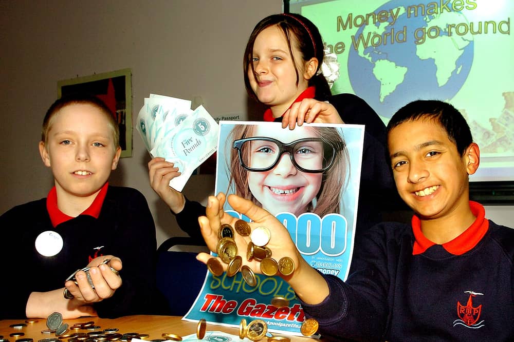 Revoe Primary School (Blackpool) Cash For Schools launch. From left, Oliver Atkinson, Armani Bradley and Khalid Ali (aged 11)