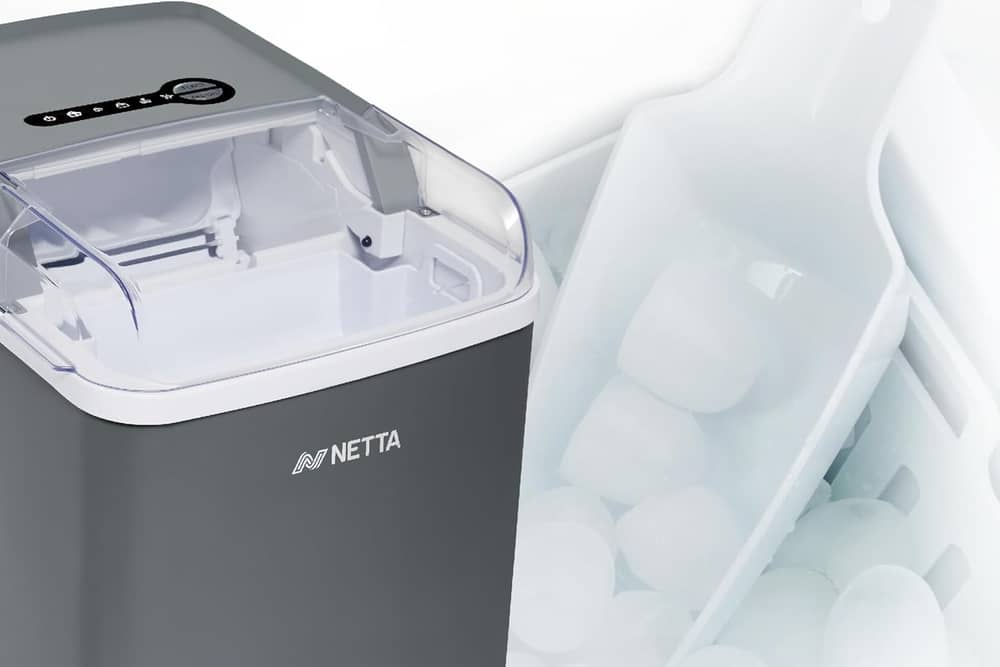 There's no plumbing required with the Netta ice machine - just fill the tank with water and wait 10 minutes for the cubes to form