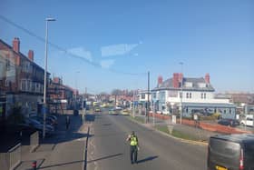The scene of the crash in Whitegate Drive, Blackpool on Tuesday afternoon (April 8)
