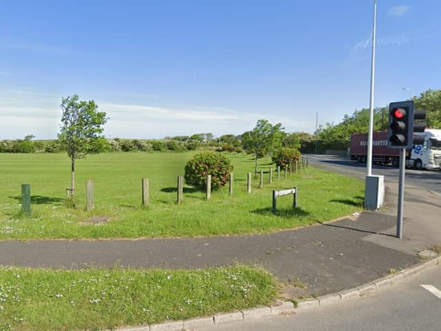 The open space at the corner of Bourne Way and Fleetwood Road North, in Thornton.