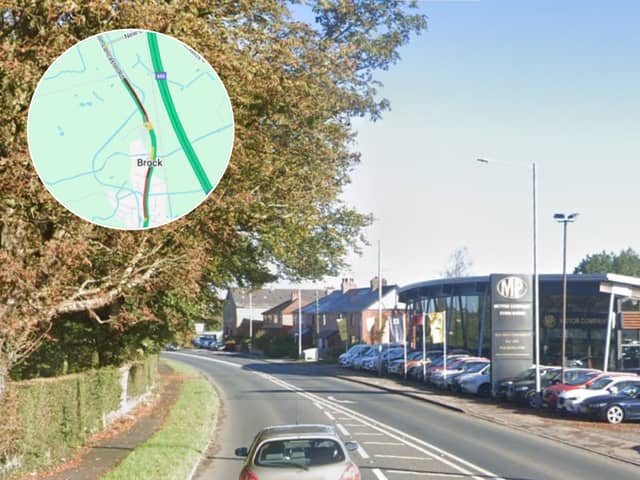 Heavy traffic is building on the A6 in Brock due to temporary traffic lights
