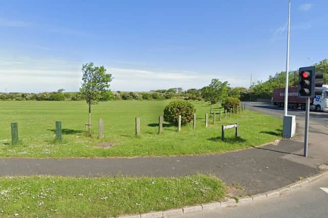 The open space at the corner of Bourne Way and Fleetwood Road North, in Thornton.