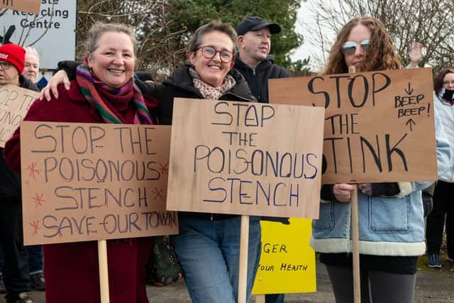 Protesters make point about the noxious stench coming from the Jameson Road Landill Site