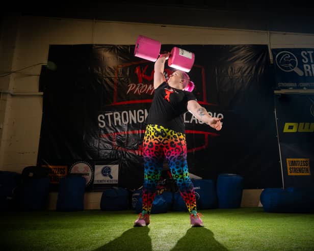 Andrea Seed, training at Kaos Gym in Preston after competing in the Official Strongman Games