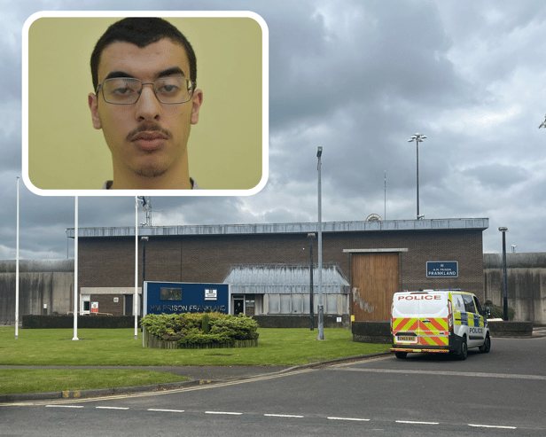 Hashem Abedi attacked three prison officers at HMP Frankland.