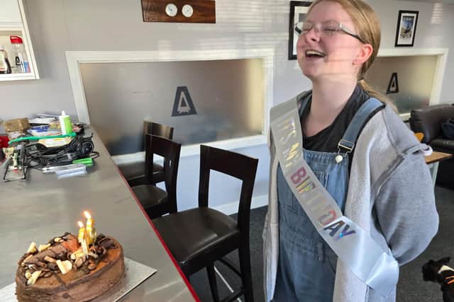 Amy Atkinson celebrating her 16th birthday