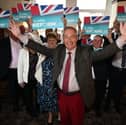 Nigel Farage is given a big welcome at Fleetwood's Strawberry Gardens pub. Photo: Stuart Mitchell