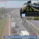 People on social media have been posting videos and images of stranded motorists playing football on the M6