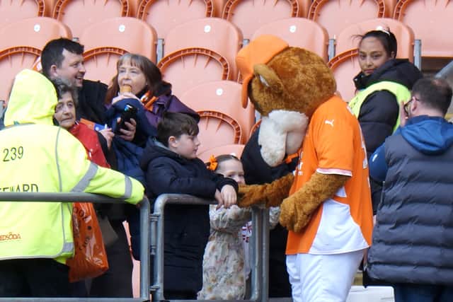 Bloomfield Bear mascot high fives young Seasiders
