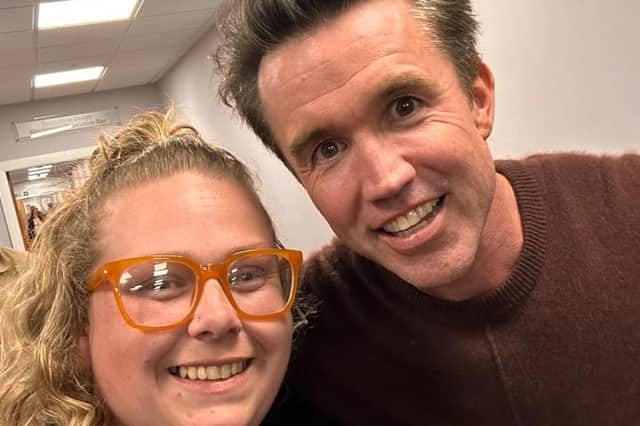Hannah Bailey was thrilled to grab a selfie with Hollywood star Rob McElhenney at Bloomfield Road before the Blackpool v Wrexham match on Monday (April 21)
