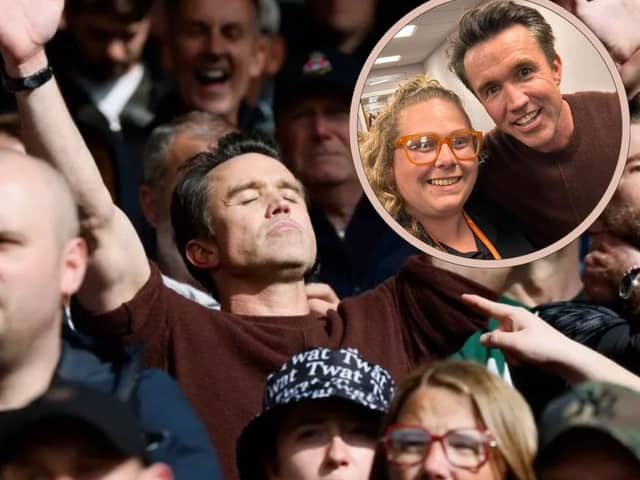 Hollywood star and Wrexham FC co-owner Rob McElhenney was spotted enjoying a pre-match pint in a local pub before joining fans in the stands at Bloomfield Road yesterday.
