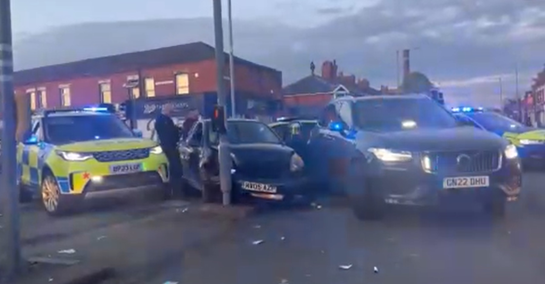 Police chase ends with smash outside city pub