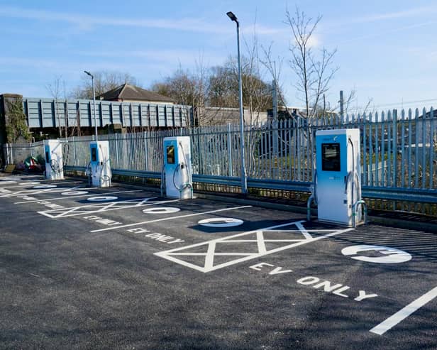 The new EV charging points in Segar Street car park, next to Kirkham and Wesham station