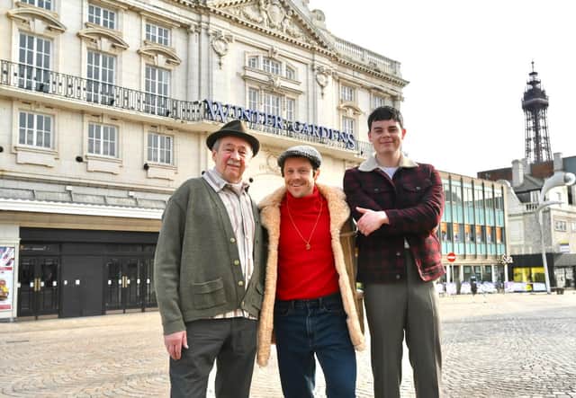 Paul Whitehouse with fellow cast members outside Blackpool's Winter Gardens on Monday