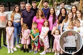 Main image: the Radford family pictured in 2023. Inset: the newest addition, Bodhi Reign.