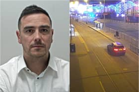 Stephen Walkinshaw mowed down a woman as he sped along the tram tracks in Blackpool after spending the afternoon in a pub