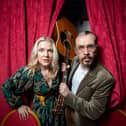Ruth and Keith from Black Liver pose for our photographer at the official launch of the Blackpool Comedy Festival 2025. 
