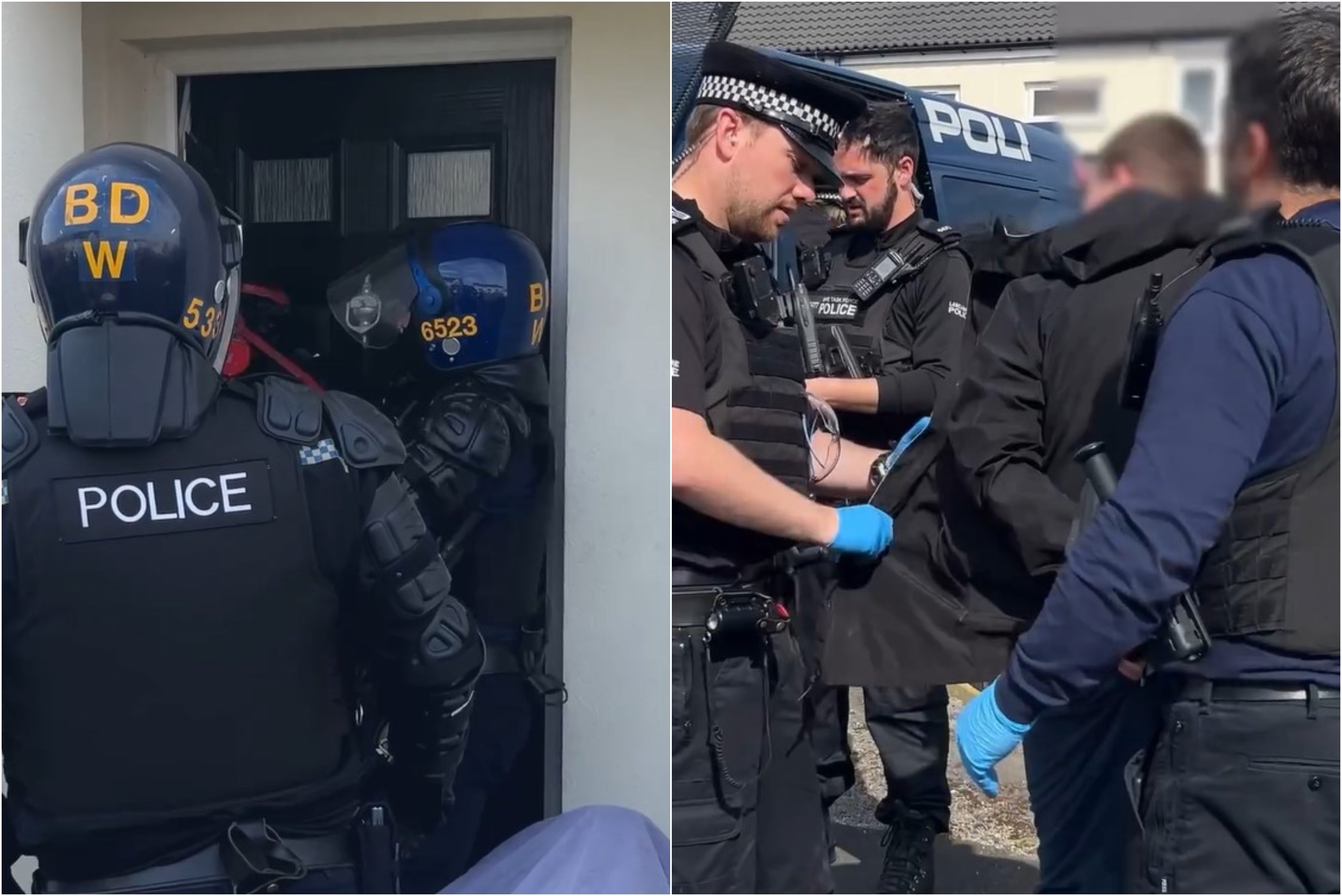 Watch moment police smash down door in Fleetwood drug raid as two ...