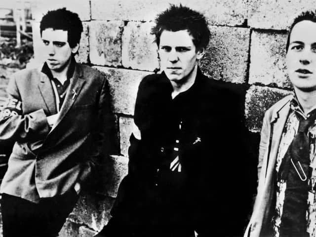 Picture dated 1978 of British punk rockers from the band The Clash, Joe Strummer (R), Mick Jones (C) and Paul Simonon.  