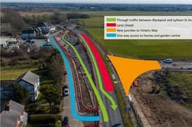 Traffic going northbound will continue to use the original Common Edge Road, but use the old southbound lane. 