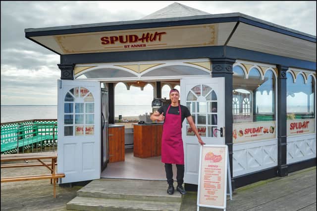 Miles and his new Spud Hut on St Annes pier