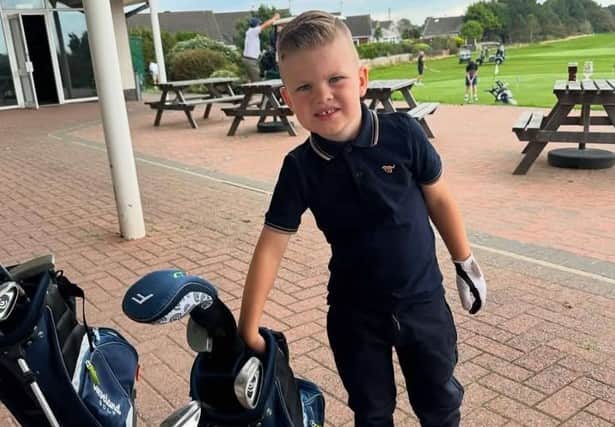 Focussed; Marley Gardner has been chosen to play in a golf tournament, aged four