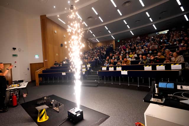 A pyrotechnics demonstration at a prestious Lancashire Science Festival.