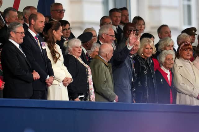 Britain's King Charles III seen with members of the Royal Family in the royal box for the concert. 